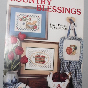 1989 Country Blessings Leaflet 821 cross stitch book patterns instructions embroidery needlework fall, kitchen homemade sampler