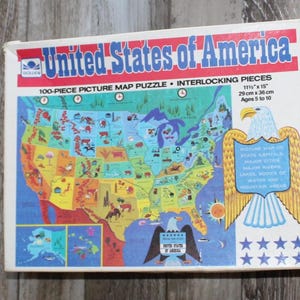 1965 Vintage United States of America Map Jig Saw Puzzle Western Publishing Company 100 pieces cardboard