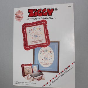 1988 Ziggy by Tom Wilson, livre de points de croix, instructions, broderie, couture, personnage, dessin animé