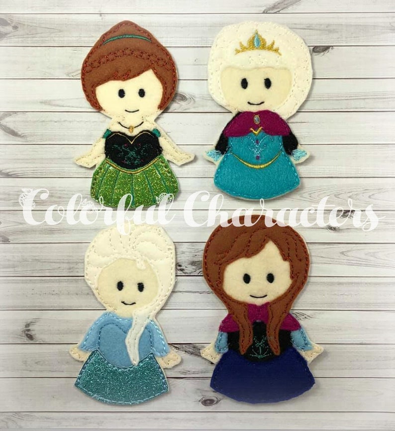Cold Princess finger puppets stocking stuffers easter basket fillers pretend play felt toys party favors