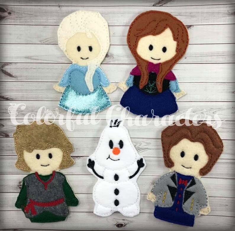 Cold Princess finger puppets stocking stuffers easter basket fillers pretend play felt toys party favors