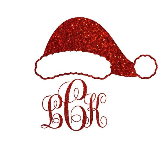 Glitter Monogram Santa Hat Iron On Transfer Personalized | Etsy