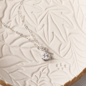 Sterling Silver Tiny Heart Necklace for Women, Valentine&#39;s Day Gifts for Her, Dainty Silver Necklace Adjustable, Galentines Gift for Friends