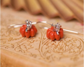 Dangly Pumpkin Earrings, Autumn Accessories, Fall Jewelry for Women, October Birthday Gift, Thanksgiving Earrings