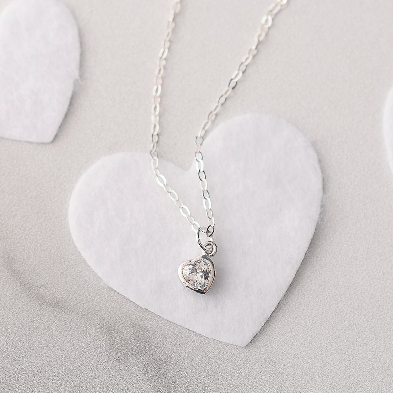 Sterling Silver Tiny Heart Necklace for Women, Valentine's Day Gifts for Her, Dainty Silver Necklace Adjustable, Galentines Gift for Friends image 2