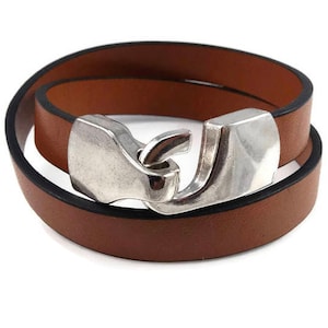 Tan Leather Wrap Bracelet for Women, Step Mom Mothers Day Gift from Daughter in Law, Stackable Bracelets, Boho Brown Leather Wrap, Trendy