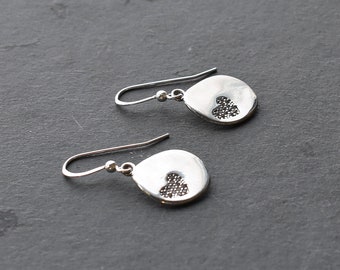 Sterling Silver Heart Earrings Dangle, Step Mom Mothers Day Gift, Bridesmaid Earrings, Sister Birthday Gift, Anniversary Gifts for Wife