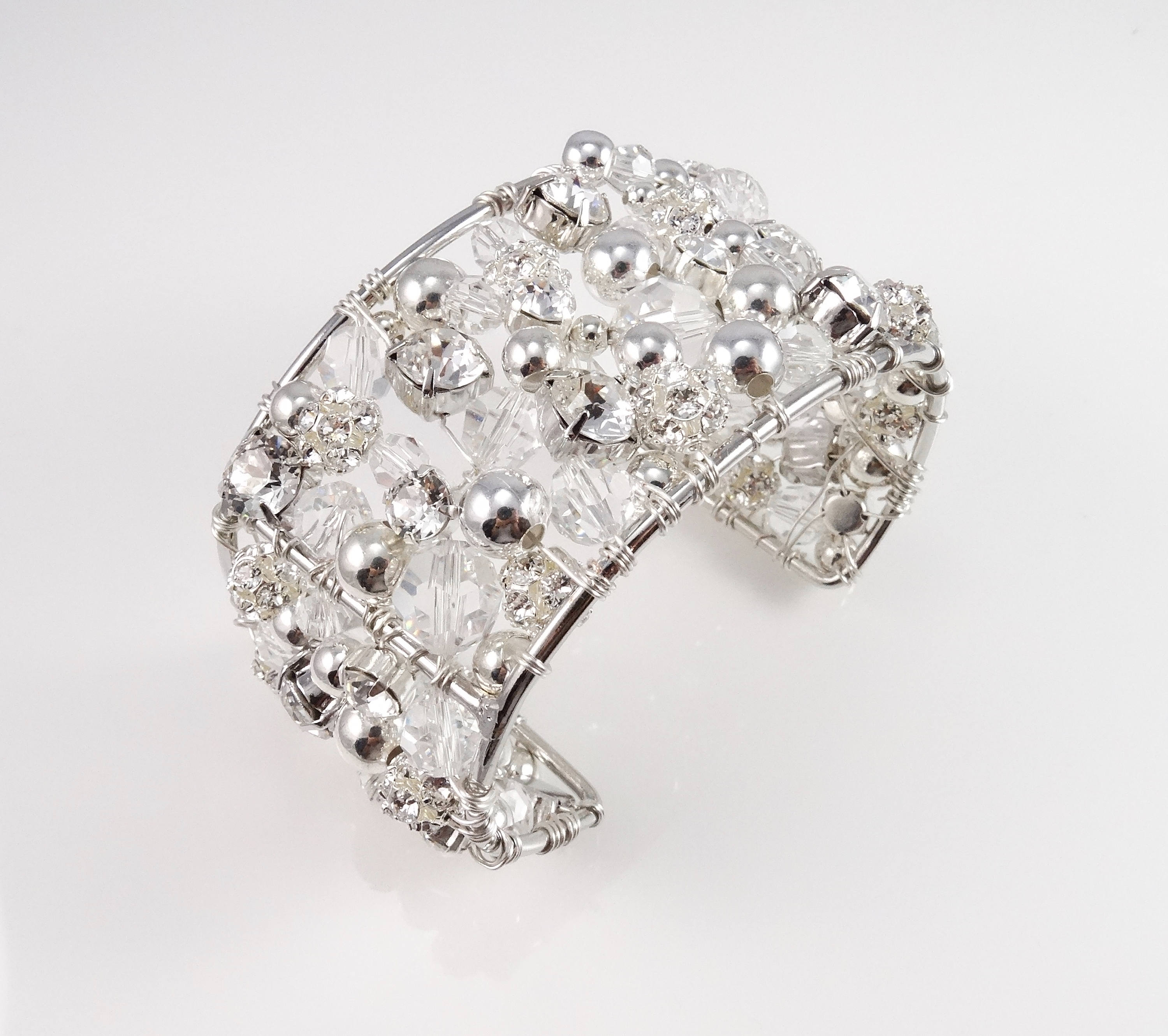 Crystal Bridal Bracelet Cuff, Wide Cuff Bracelet, Bridal Wedding