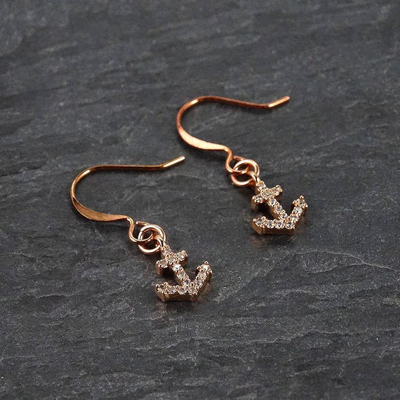 Buy Dainty Earrings Rose Gold Anchor Earrings for Women Step Mom Mothers Day Gift From Daughter Deployment Gift for Wife Teen Beach Jewelry Online in India Etsy