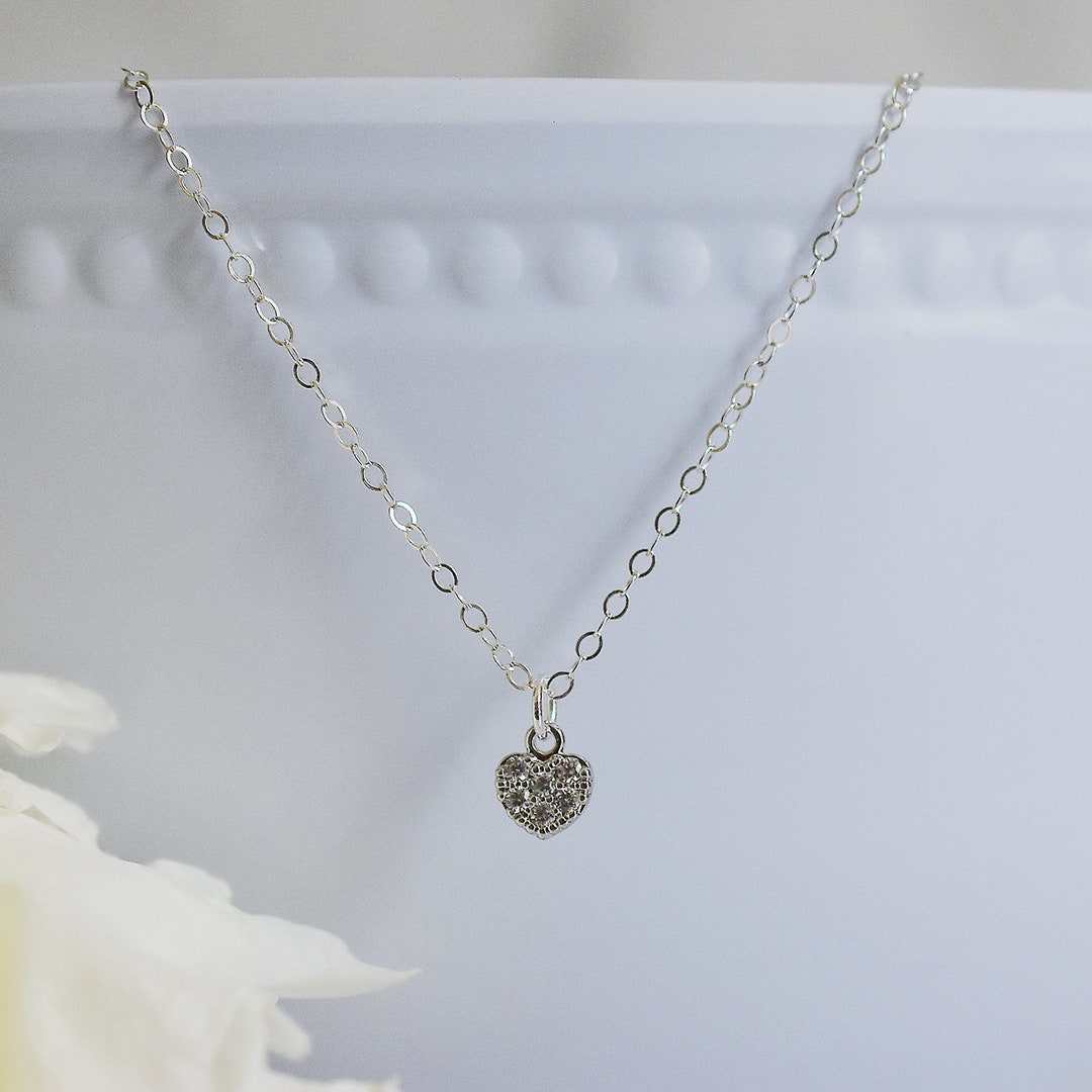 Tiny Heart Sterling Silver Necklace for Her, Step Mom Mothers Day Gift ...