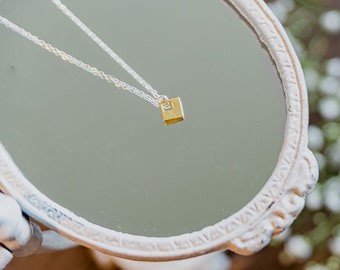 Mixed Metal Necklace, Mother's Day Gift from Daughter, Gold Vermeil Pendant, Dainty Layering Jewelry, Sterling Silver Necklace for Women