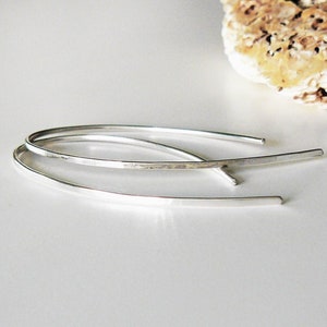 Open hoop earrings 25 mm or 45 mm long, delicate earrings 935 silver, minimalist silver earrings, silver jewelry 4,5 cm