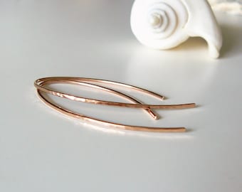 Hammered earrings gold filled, dainty open hoop earrings, golden earrings, rose / yellow gold filled jewelry fashion truffles