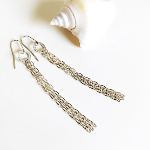 Long earrings 925 silver, 9 cm length, minimalist silver earrings, chain earrings, silver jewelry