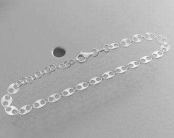 925er Silber Armband 4,5 mm breit, filigranes Boho Silberarmband, 50% recyceltes Silber Gliederarmband, minimalistischer Schmuck