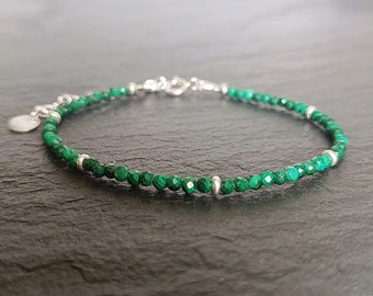 Filigree malachite bracelet 925 silver, green gemstone bracelet adjustable length, bracelet filigree, narrow bracelet