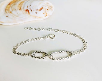 Bracelet with oval rings 925 silver, minimalist silver bracelet - 80% recycled silver - Boho jewelry