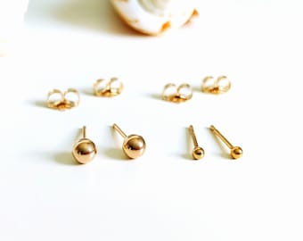 Kleine Kugel Ohrstecker Gold filled, 2 mm, 3 mm oder 4 mm, zierliche Ohrstecker, Ohrringe minimalistisch, Kugel Ohrringe