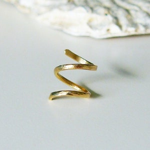 Gehämmerter Spiral Ohrring Gold filled, Spirale Helix Ohrring, 2 in 1, Knorpel Ohrring, Piercing Ring gehämmert, double helix hoops, gift