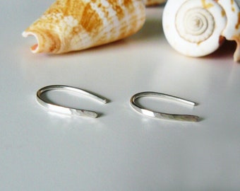 Kleine gehämmerte Ohrringe 15 mm aus Argentium Silber, Gold filled oder Roségold filled - Creolen offen - Creolen gehämmert - Fädelohrringe