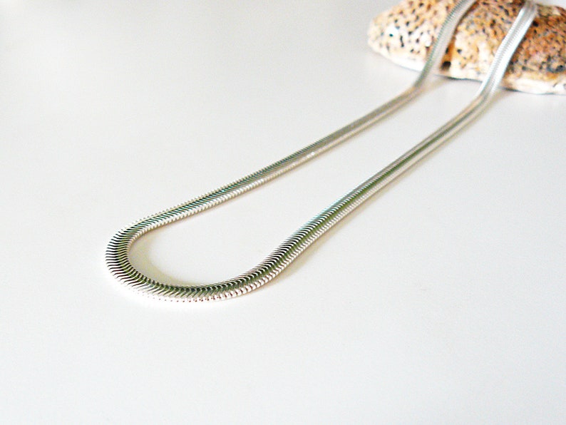 minimalist necklace sterling silver necklace 925 silver wide flat snake necklace wide chain silver chain gift for her