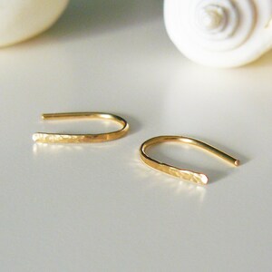 Small hammered earrings in silver, yellow gold filled or rose gold filled arc earrings unique gifts hammered hoop earrings gift Yellow Gold filled