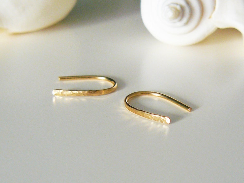 Small hammered earrings in silver, yellow gold filled or rose gold filled arc earrings unique gifts hammered hoop earrings gift Yellow Gold filled
