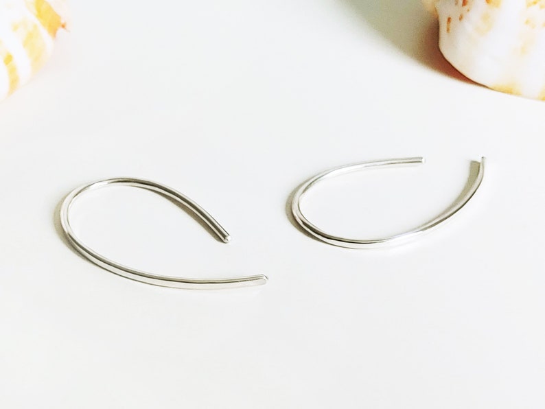 Open hoop earrings 25 mm or 45 mm long, delicate earrings 935 silver, minimalist silver earrings, silver jewelry image 8