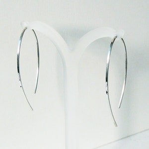 Open hoop earrings 25 mm or 45 mm long, delicate earrings 935 silver, minimalist silver earrings, silver jewelry image 5