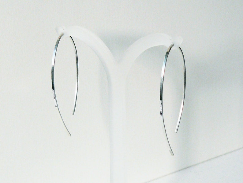 Open hoop earrings 25 mm or 45 mm long, delicate earrings 935 silver, minimalist silver earrings, silver jewelry image 5