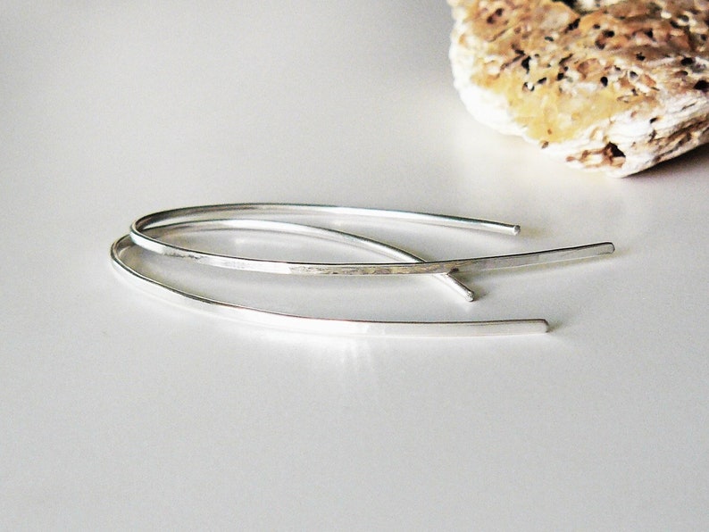 Open hoop earrings 25 mm or 45 mm long, delicate earrings 935 silver, minimalist silver earrings, silver jewelry 4,5 cm