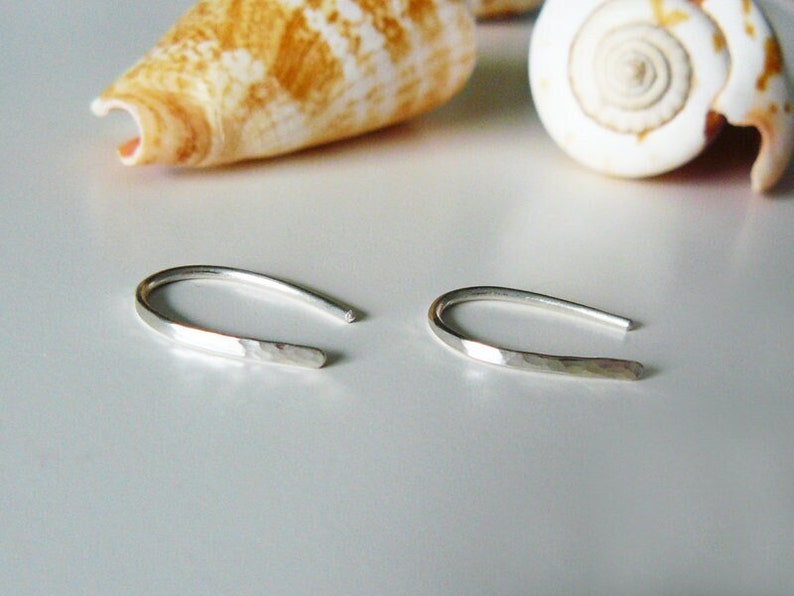 Small hammered earrings in silver, yellow gold filled or rose gold filled arc earrings unique gifts hammered hoop earrings gift 935 Argentium Silver