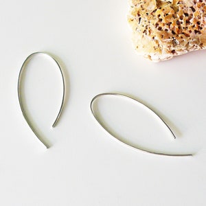 Open hoop earrings 25 mm or 45 mm long, delicate earrings 935 silver, minimalist silver earrings, silver jewelry image 3