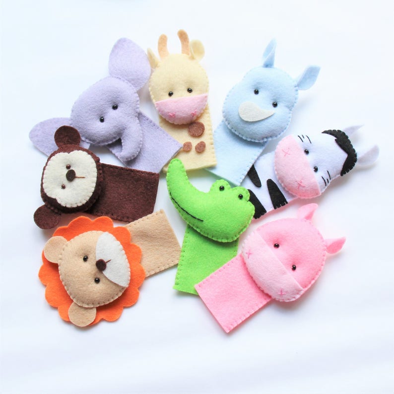 Felt Finger Puppets For Children and Babies Jungle Animal Finger Puppets Kids Felt Toys Safari Animal Finger Puppets Set