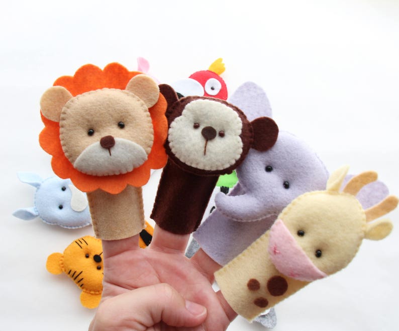 Felt Finger Puppets For Children and Babies Jungle Animal Finger Puppets Kids Felt Toys Safari Animal Finger Puppets Set