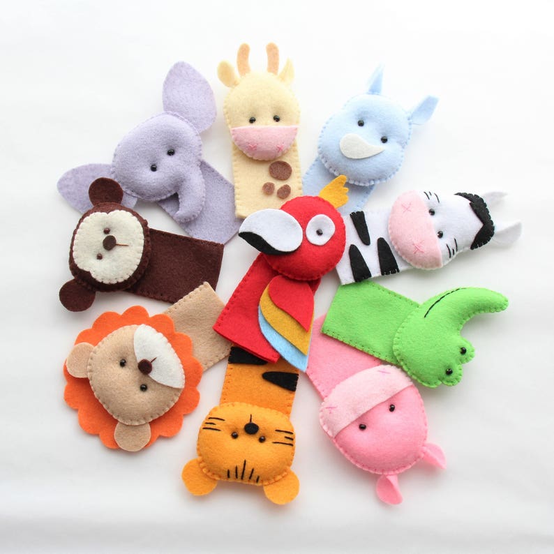 Felt Finger Puppets For Children and Babies Jungle Animal Finger Puppets Kids Felt Toys Safari Animal Finger Puppets Set