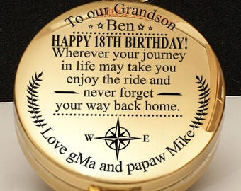 Gold Copper working compass: my son 18th birthday, nephew 16th birthday gift, mens birthday gift, custom name mens compass, mens gift