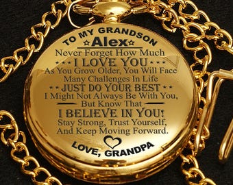 mens Pocket watch, custom to my grandson birthday gift,  men's unique gift, men bonus gift,  to my son  birthday gift,  my grandson gifts