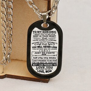to my son gift, gift for son from mom, son  Dog tag Pendant Necklace, grandSon Gift From grandfather, son poem necklace, Graduation son