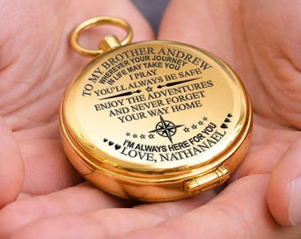 Brother  birthday Compass, Engraved Brother Compass, Personalized birthday Gift, Brother custom graduation gift