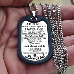 To my daughter sweet gift, father to daughter love gift,  Dad and daughter, gift idea, To my daughter original gift,  her Dog Tag Necklace