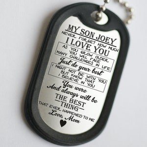 to my son Custom name Military army dog GrandSon Never Forget How Much Luxury Engraved Dog Tag Necklace Anniversary Birthday Graduation Gift