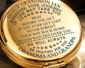 Customized Grandson Engraved Compass, Gift From Grandma Grandpa, Personalized Grandson  Birthday Gifts