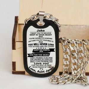 Army dog tag pendant Nephew aunt gift nephew uncle gift Custom Dog tag Pendant Necklace Son Gift From mom gifts idea for him best man gift