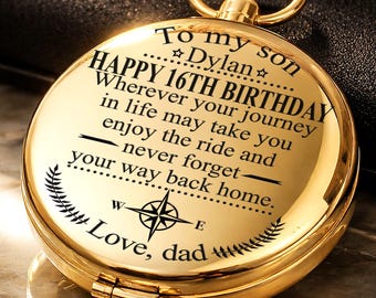 To My Son 16th Birthday Compass, Personalized mens Compass, Engraved Compass, To My son from Dd gifts, Engraved Compass