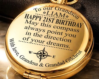 Grandson birthday Compass, Engraved Compass, Personalized birthday Gift, To My Son Compass,  grandson custom graduation gift
