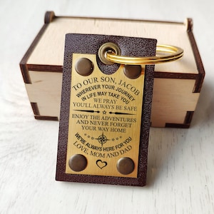 Leather Engraved Keychain, best son gift idea mens Keyring keyfob, mens gift, To My Son poem gift him gift-To My Son Son Gift From Mom Dad