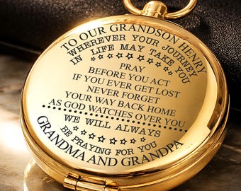 Customized to our Grandson Compass,  Grandma Grandpa Personalized Grandson gift, Grandson Birthday Gifts