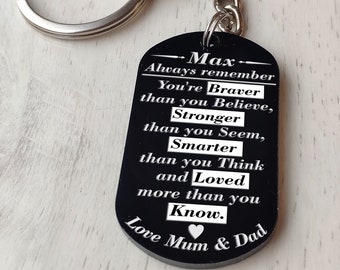 men's keychain, to our son mom dad gift, Christmas gift for our son, to my son stylish giftt, custom name engrave son keychain, mens keyring