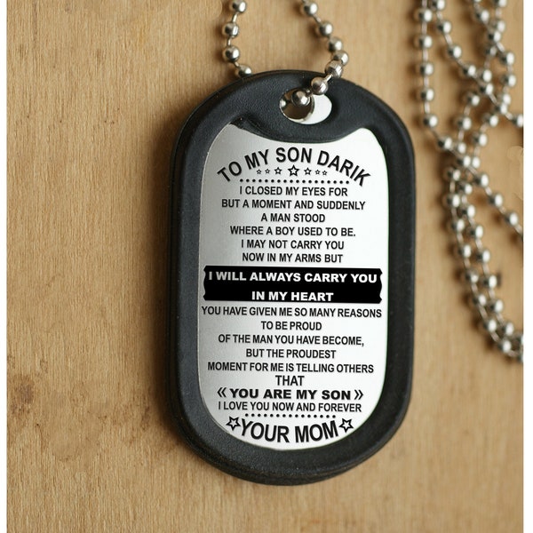 my son gift, mom to son gift, stepson army dog tag Necklace, Nephew Gift, son in low gift idea, unique gifts for him, mens military Dog Tag